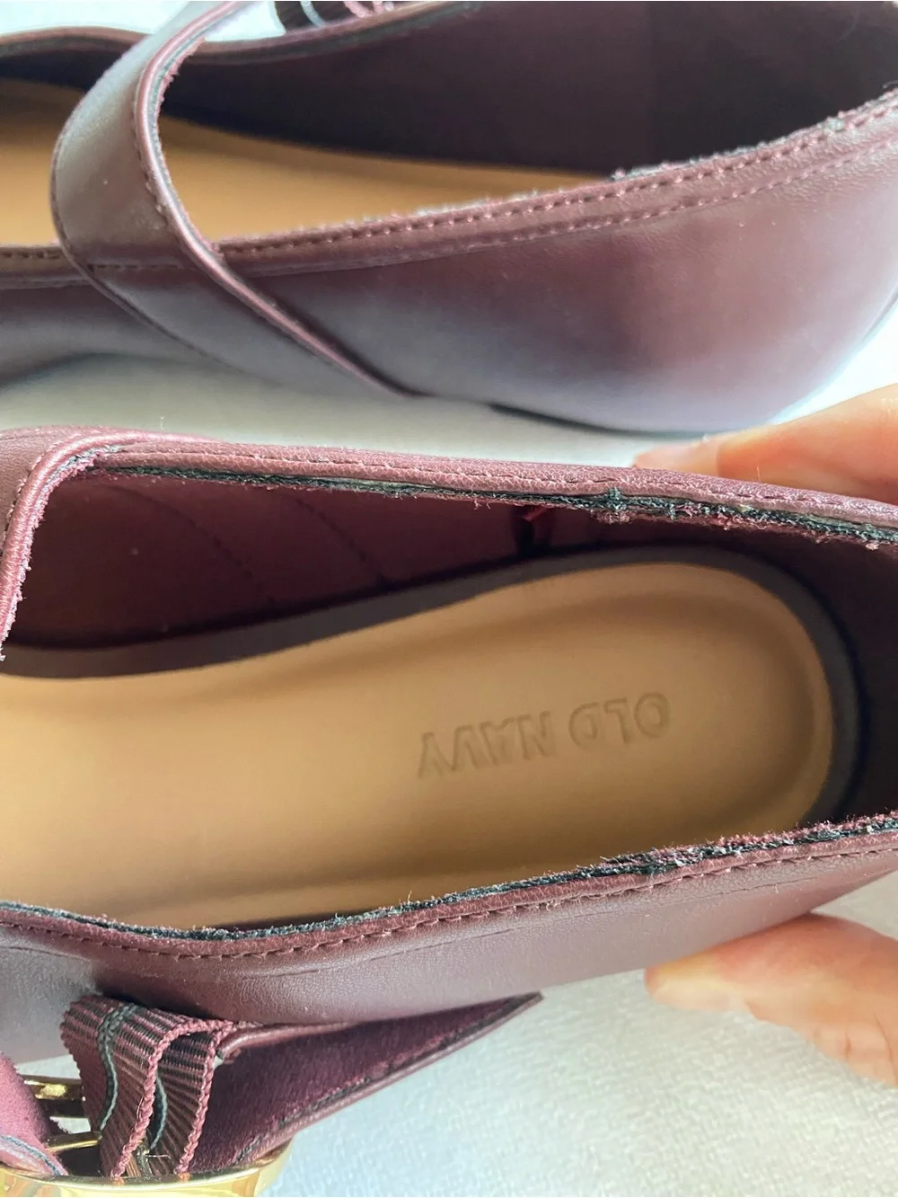 Old Navy Mary Jane Ballet Flats Clove Red Burgundy NWOT Fall Work Casual 7.5
